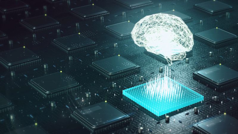 Brain and chip illustration